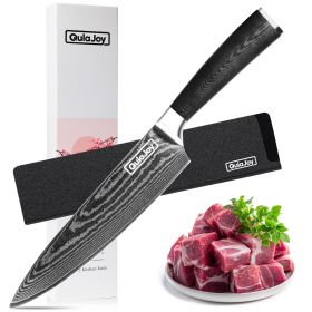 Qulajoy 8 Inch Chef Knife, Ultra Sharp Japanese Damascus VG-10 Blade,Professional Kitchen Knife With Ergonomic G10 Handle And Sheath