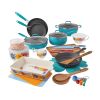 Brilliant Blooms 38-Piece Cookware Set, Teal