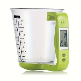 Multi-function Kitchen Electronic Measuring Cup Kitchen Scale Meal Scale Tools Plastic Spoon Electron Small Plastic Cup Custom (Color: Green)