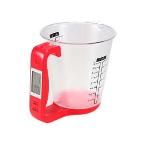 Multi-function Kitchen Electronic Measuring Cup Kitchen Scale Meal Scale Tools Plastic Spoon Electron Small Plastic Cup Custom (Color: Red)