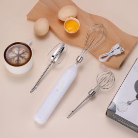 Hand-held Electric Whisk Household Baking Cake Egg White Whisk Small Straight Handle Whisk Wireless Whisk (Color: Black)