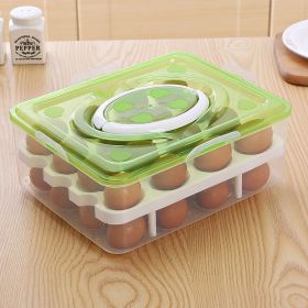 Portable Double Layer Plastic Egg Box (Color: Green)