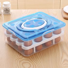 Portable Double Layer Plastic Egg Box (Color: Blue)