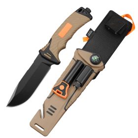 Outdoor High Hardness Straight Knife Outdoor Knife Tactical Knife Self-defense Knife (Option: Desert Color-24MM)